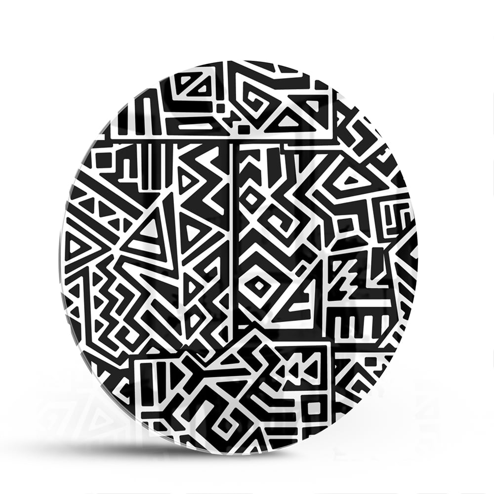 Schwarz-Weiß-Glasbild mit modernem Muster – Glasbild aus Sicherheitsglas, Größe 140x70