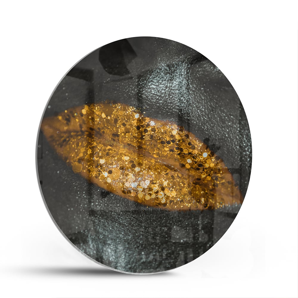 Glasbild mit goldenem Blatt für Ihr Interieur – Glasbild aus Sicherheitsglas, Größe 140x70