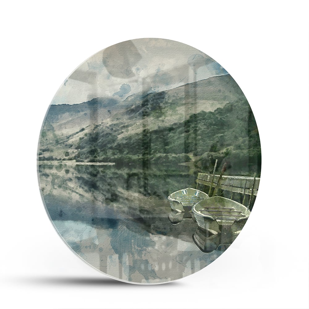 Glasbild mit einer ruhigen Landschaft – Glasbild aus Sicherheitsglas, Größe 140x70