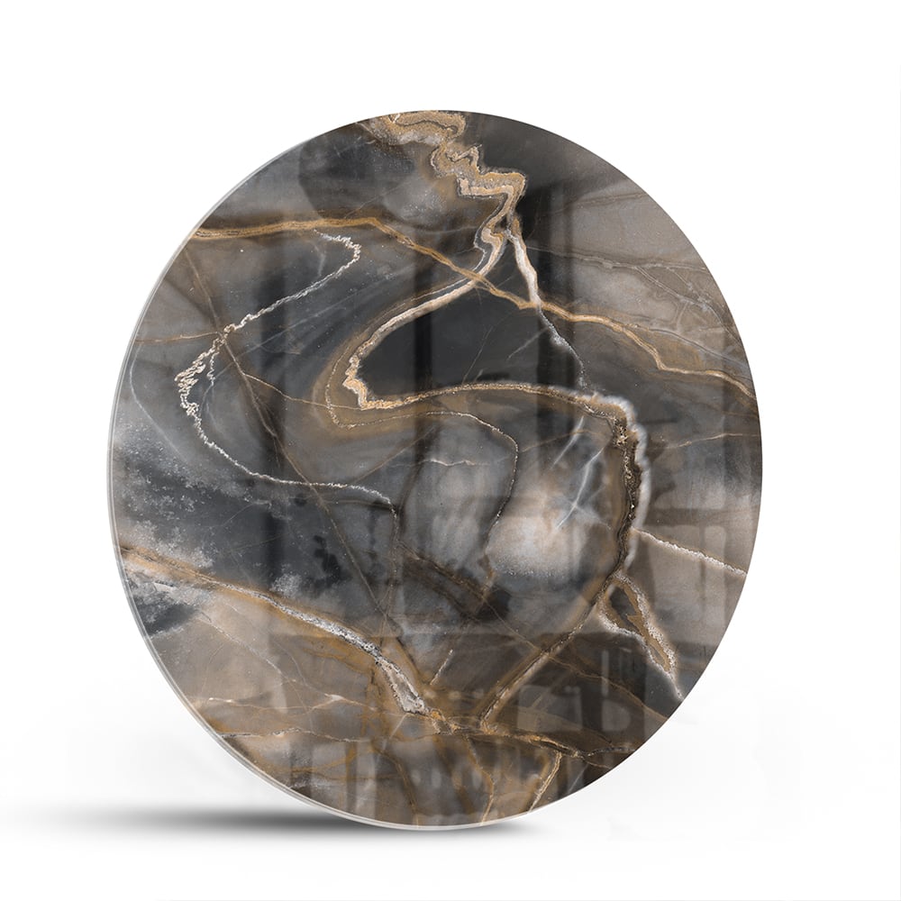 Modernes Glasbild mit abstrakten Linien in Schwarz und Gold – Glasbild aus Sicherheitsglas, Größe 140x70