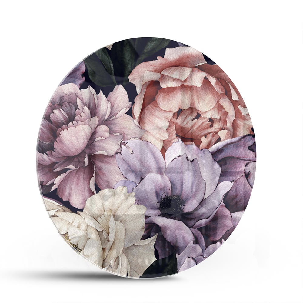 Glasbild mit wunderschönen violetten Blumen – Glasbild aus Sicherheitsglas, Größe 140x70