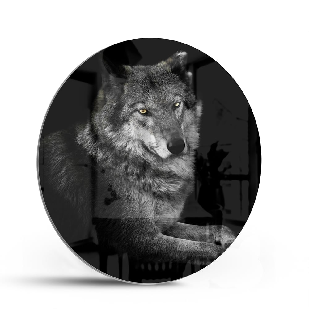 Glasbild mit einem majestätischen Wolf – Glasbild aus Sicherheitsglas, Größe 140x70