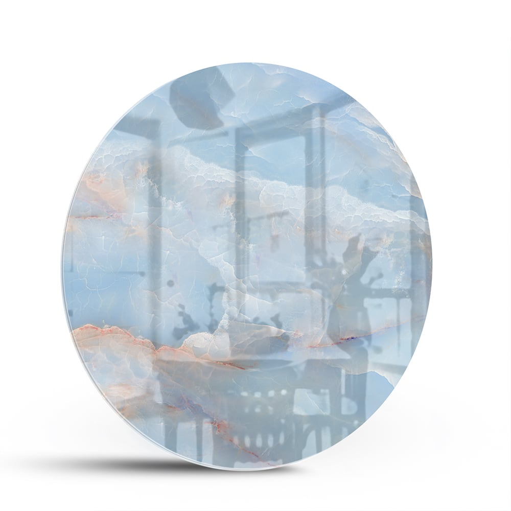 Abstraktes Glasbild in sanften Blautönen – Glasbild aus Sicherheitsglas, Größe 140x70