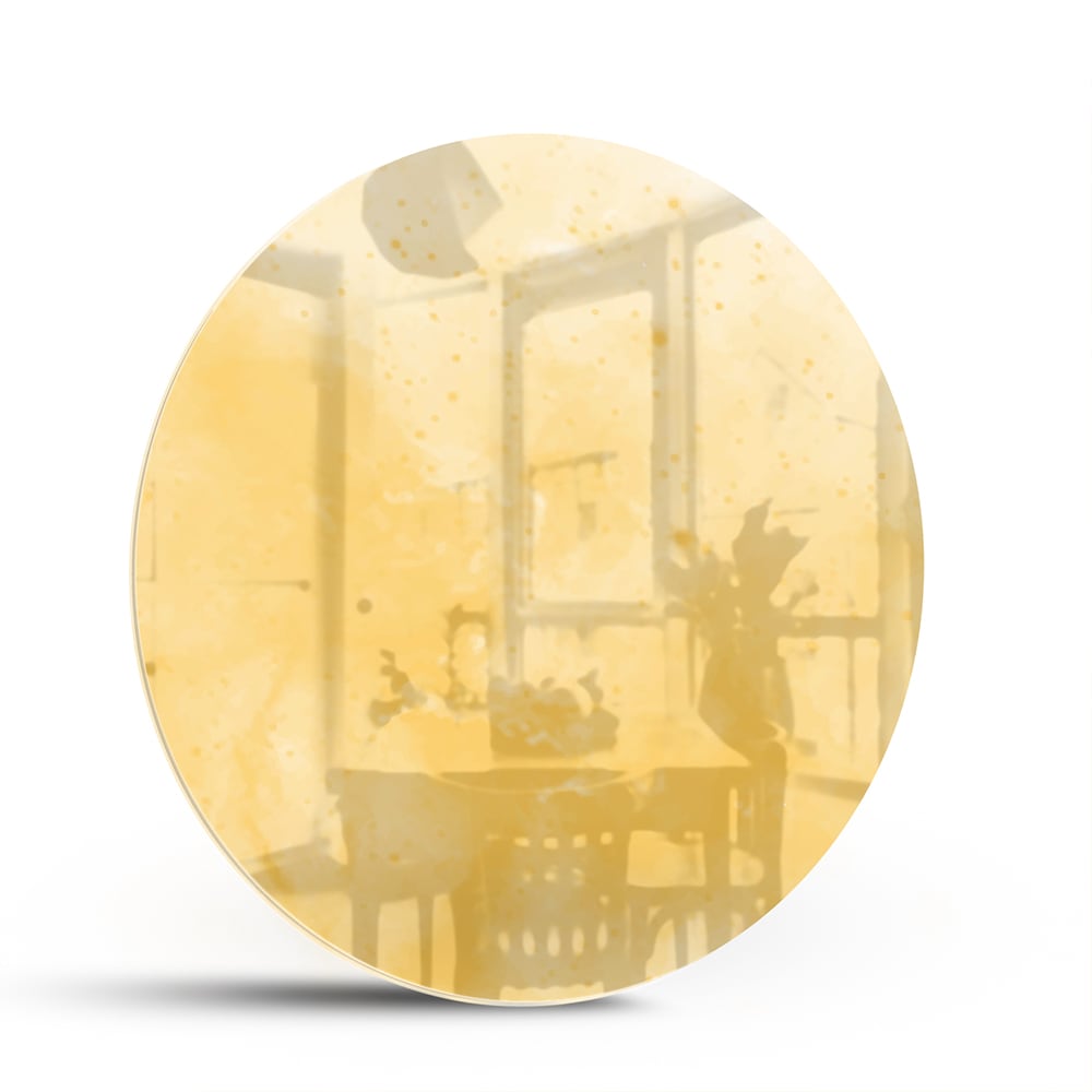 Goldenes abstraktes Glasbild für moderne Innenräume – Glasbild aus Sicherheitsglas, Größe 140x70