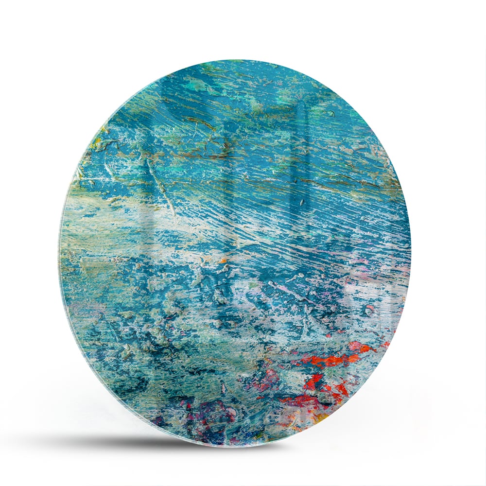 Farbenfrohes Glasbild mit abstraktem Muster – Glasbild aus Sicherheitsglas, Größe 140x70