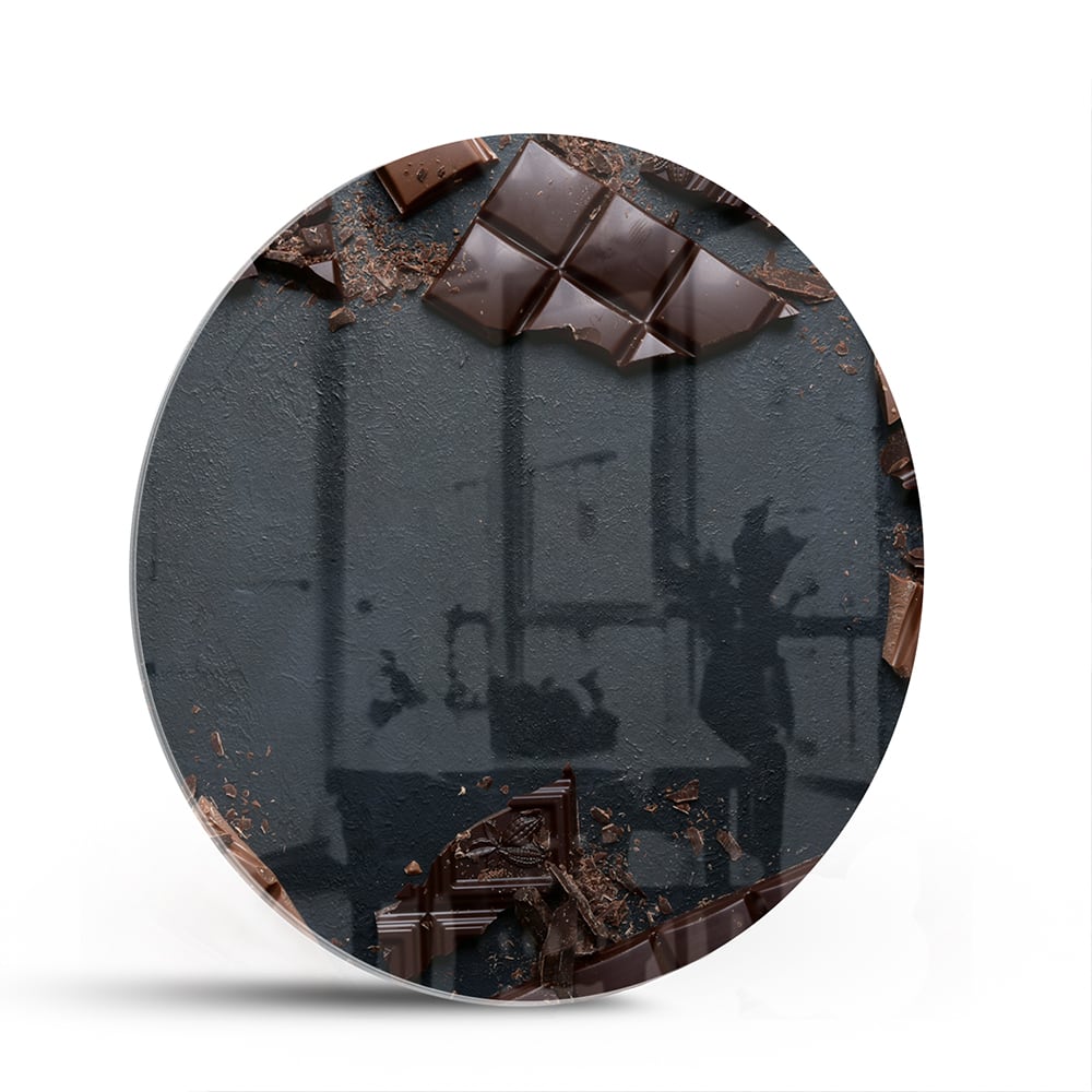 Glasbild mit Schokoladenmotiv für moderne Innenräume – Glasbild aus Sicherheitsglas, Größe 140x70