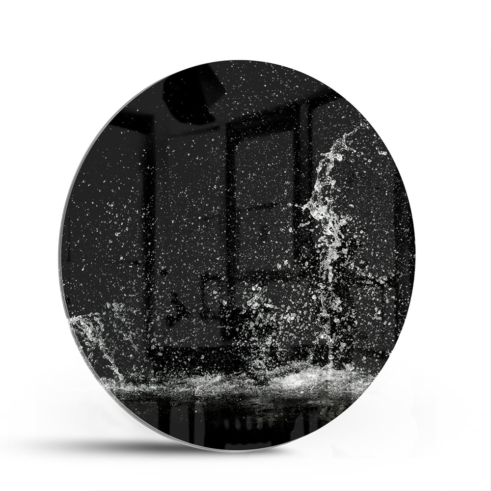 Schwarz-Weiß-Glasbild mit Spritzwassereffekt – Glasbild aus Sicherheitsglas, Größe 140x70