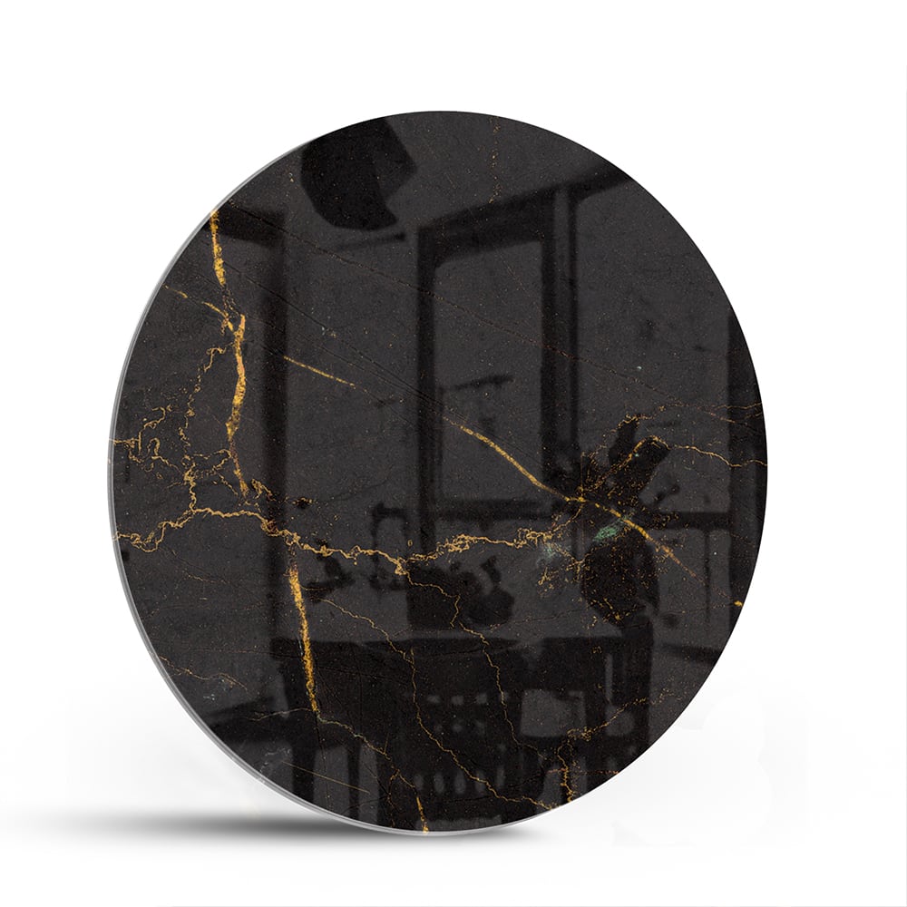 Schwarzes Glasbild mit goldenen Linien – Glasbild aus Sicherheitsglas, Größe 140x70