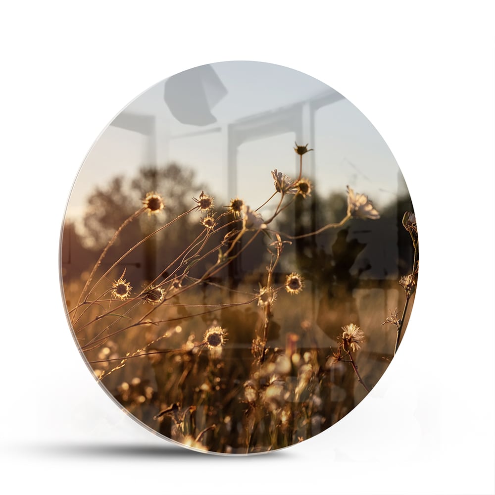 Zauberhaftes Glasbild mit goldenem Sonnenuntergang – Glasbild aus Sicherheitsglas, Größe 140x70