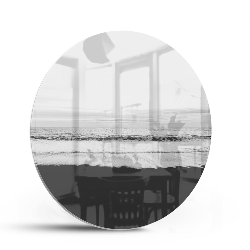 Minimalistisches Schwarz-Weiß-Glasbild – Glasbild aus Sicherheitsglas, Größe 140x70
