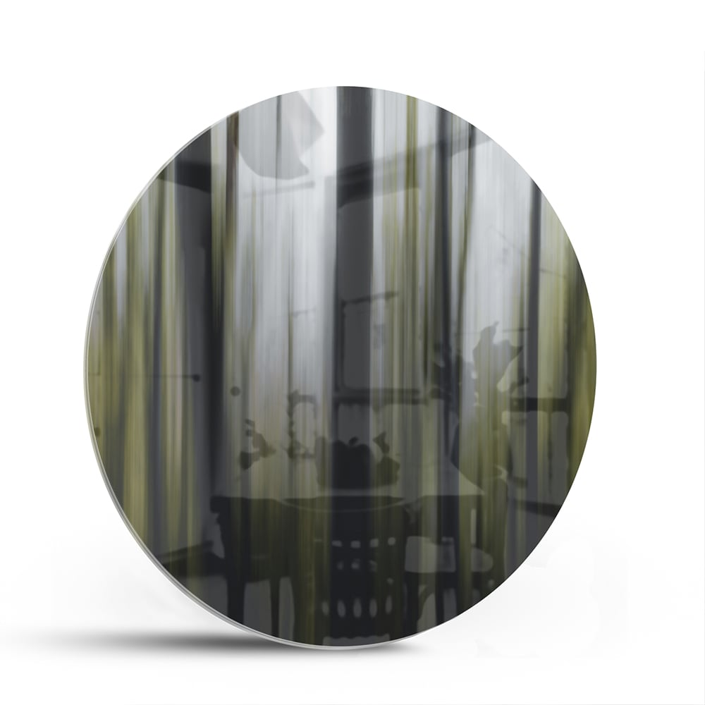 Glasbild mit grünem Bambus in einem modernen Wohnzimmer – Glasbild aus Sicherheitsglas, Größe 140x70