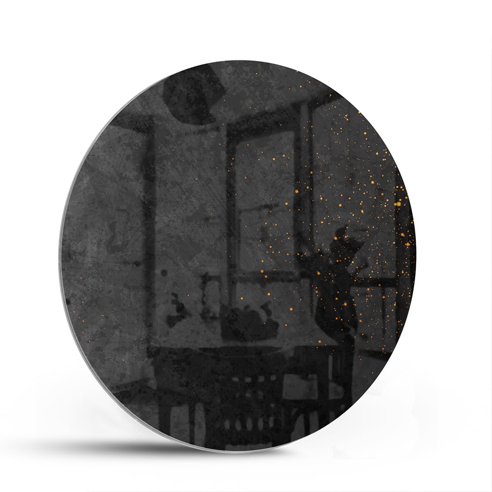 Modernes Glasbild mit dunklem Design und goldenen Akzenten – Glasbild aus Sicherheitsglas, Größe 140x70