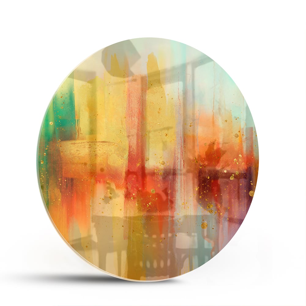 Farbenfrohes Glasbild mit abstrakten Formen – Glasbild aus Sicherheitsglas, Größe 140x70