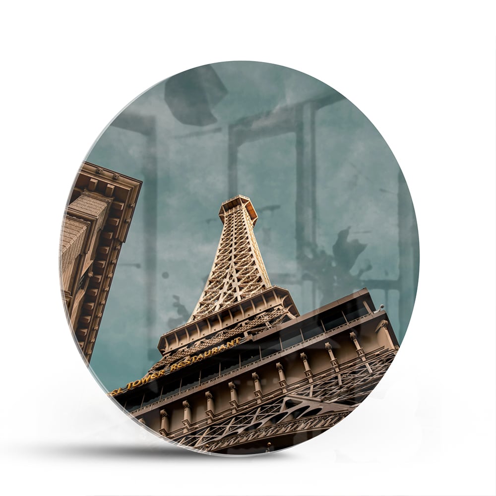 Glasbild mit dem Eiffelturm in luxuriöser Optik – Glasbild aus Sicherheitsglas, Größe 140x70