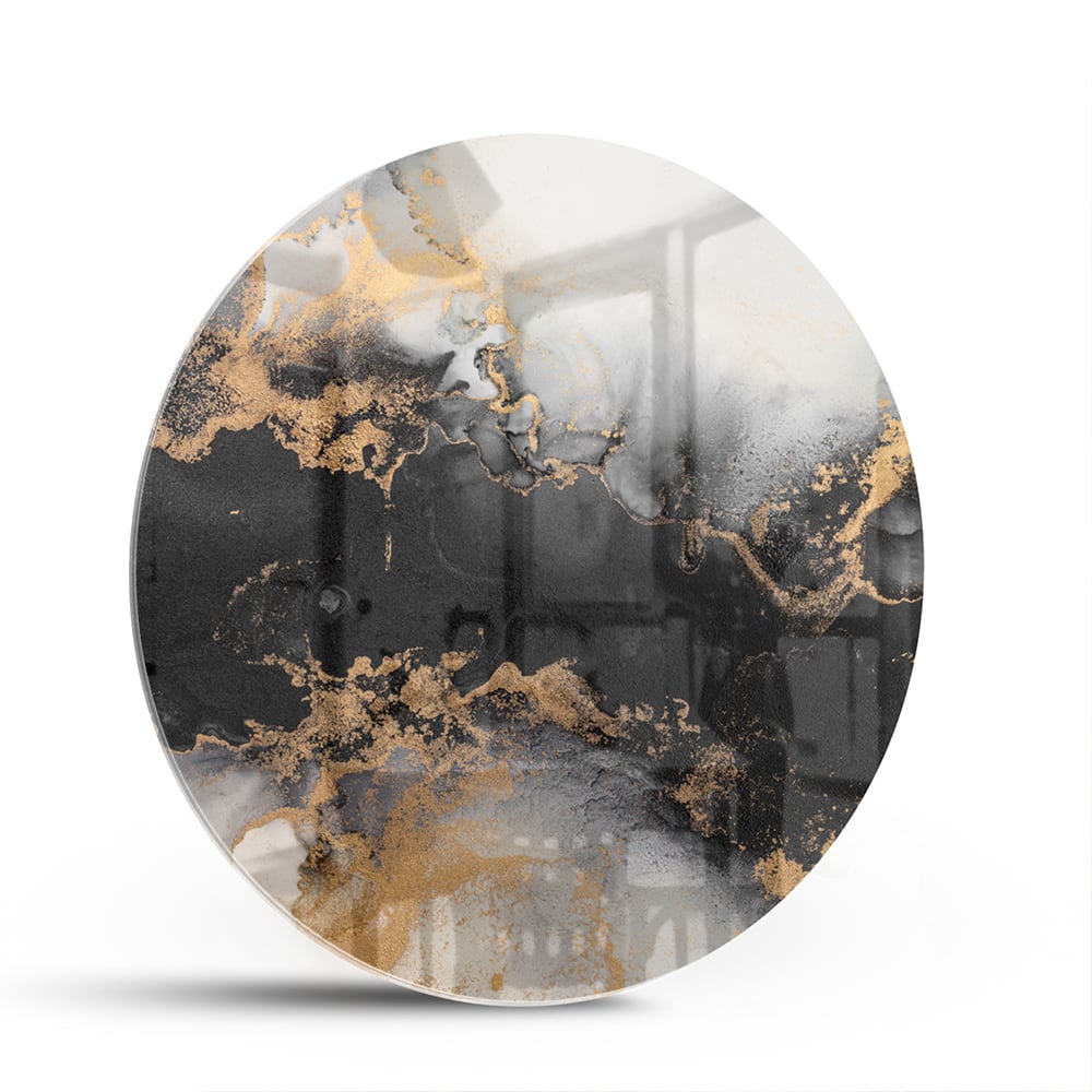 Elegantes Glasbild mit Gold und Schwarz – Glasbild aus Sicherheitsglas, Größe 140x70