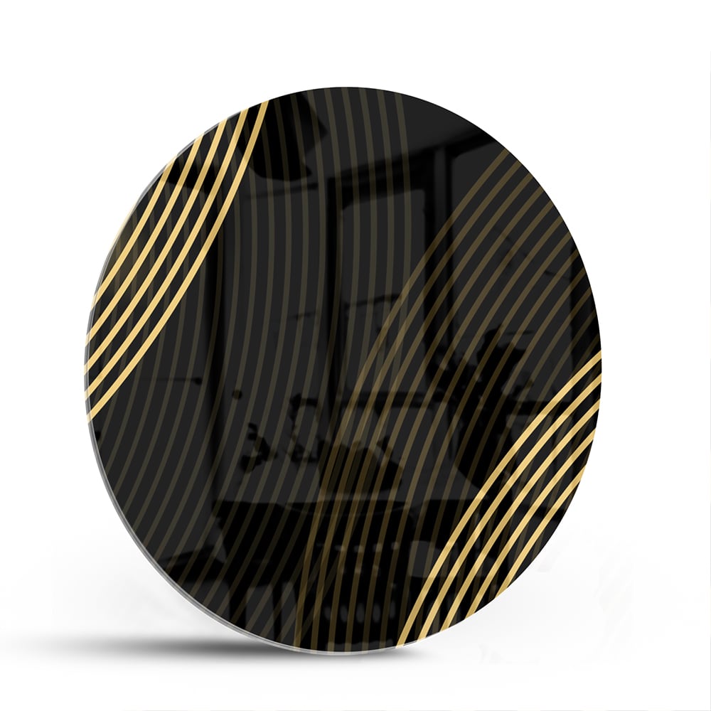 Geradliniges Glasbild mit goldenen Linien – Glasbild aus Sicherheitsglas, Größe 140x70
