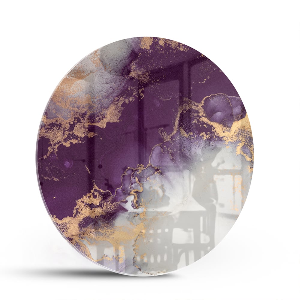 Violettes Glasbild mit goldenen Akzenten – Glasbild aus Sicherheitsglas, Größe 140x70