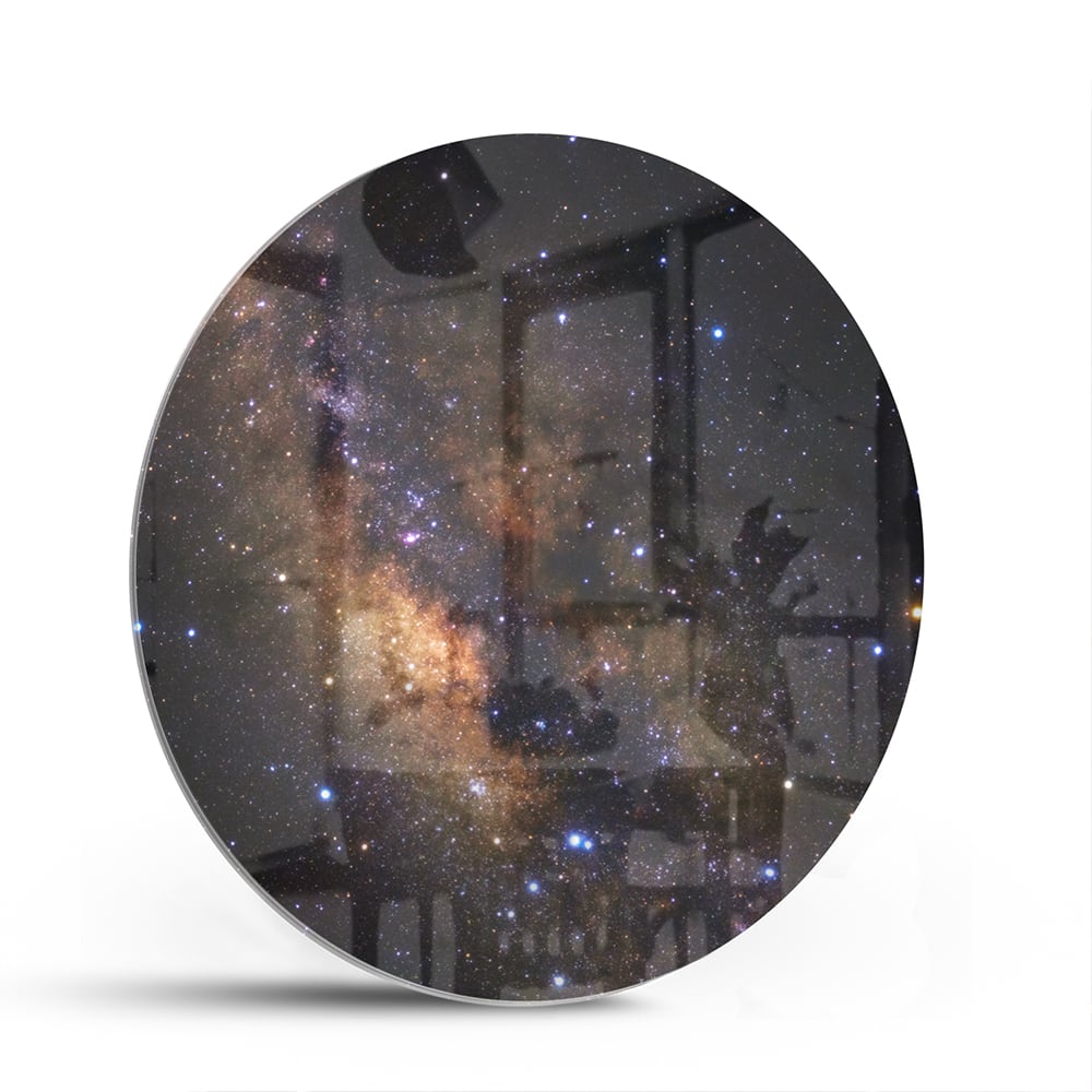 Abstraktes Glasbild mit dem Universum – Glasbild aus Sicherheitsglas, Größe 140x70