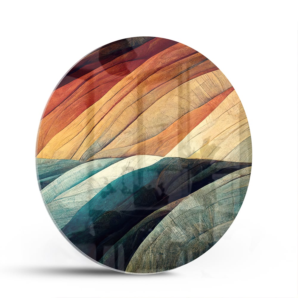Abstraktes Glasbild mit farbenfrohen Wellen – Glasbild aus Sicherheitsglas, Größe 140x70
