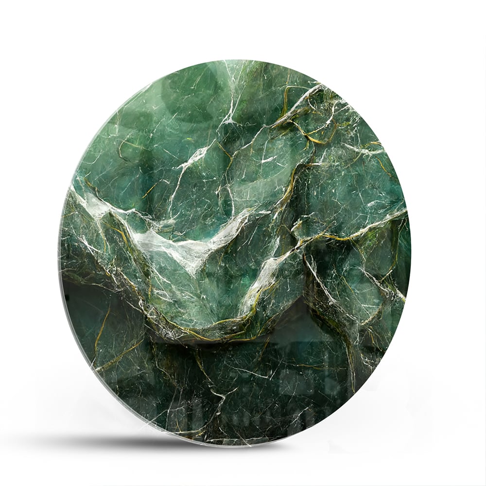 Glasbild mit grüner Marmoroptik – Glasbild aus Sicherheitsglas, Größe 140x70