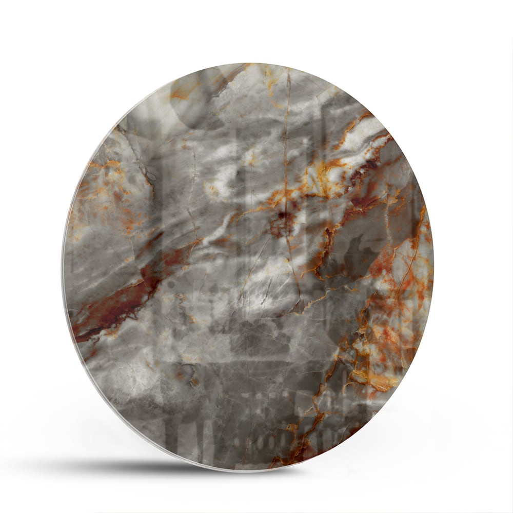 Glänzendes Glasbild mit Marmoroptik in Grau – Glasbild aus Sicherheitsglas, Größe 140x70