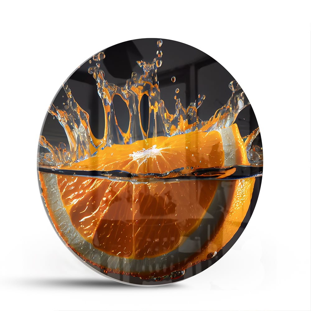 Dynamisches orangefarbenes Glasbild – Glasbild aus Sicherheitsglas, Größe 140x70