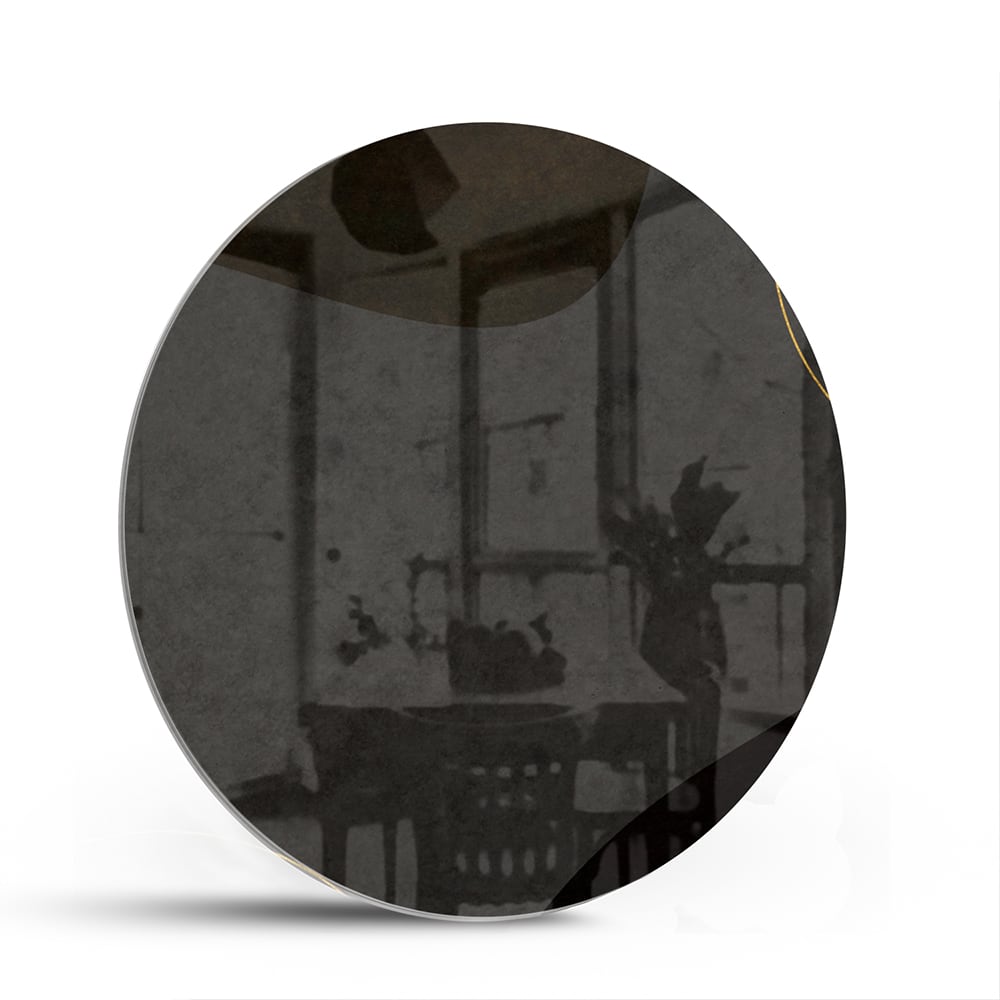 Modernes Glasbild mit abstrakten Formen in Schwarz – Glasbild aus Sicherheitsglas, Größe 140x70