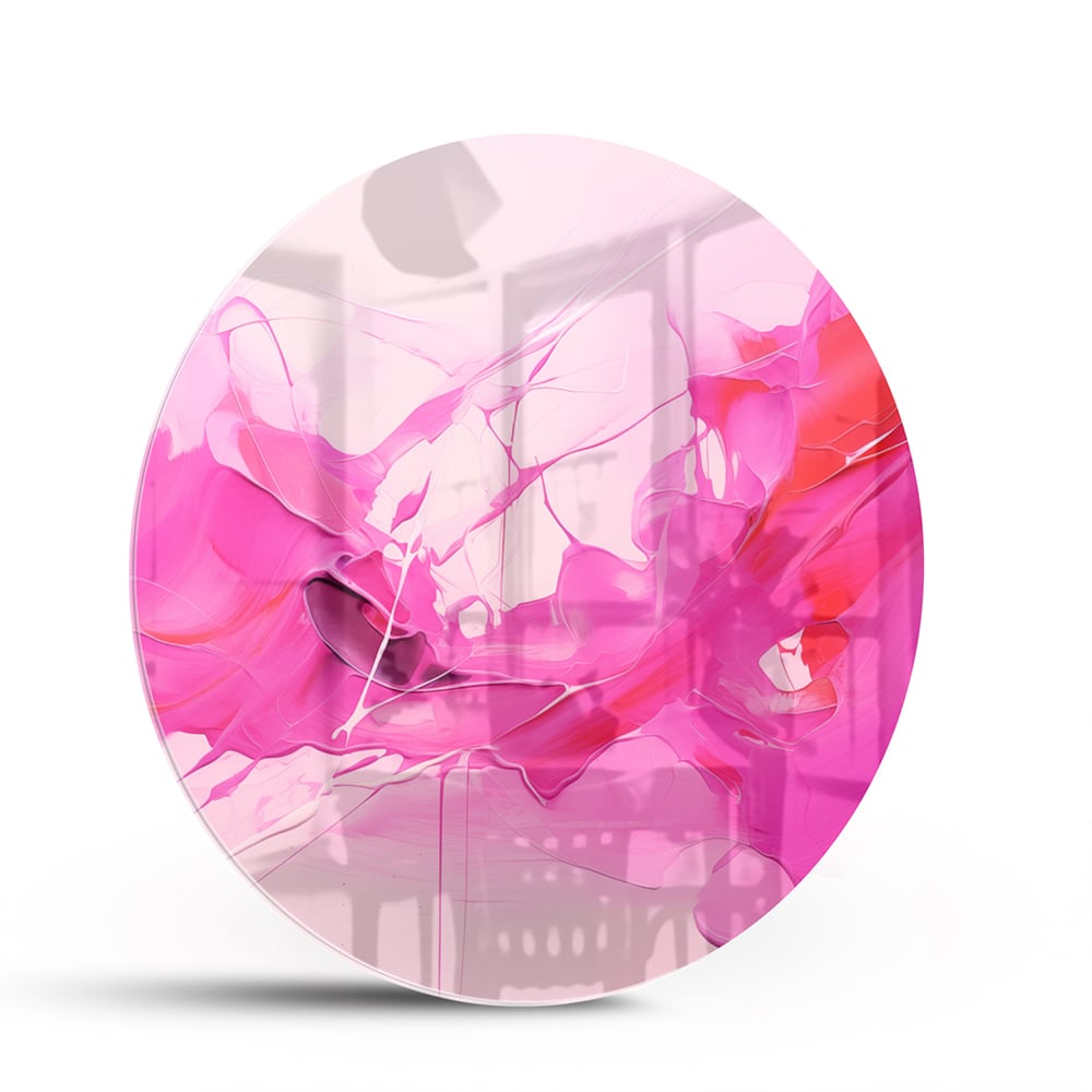 Abstraktes Glasbild in leuchtenden Rosatönen – Glasbild aus Sicherheitsglas, Größe 140x70