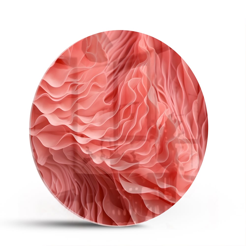 Abstraktes rosa Glasbild mit wellenförmigem Muster – Glasbild aus Sicherheitsglas, Größe 140x70