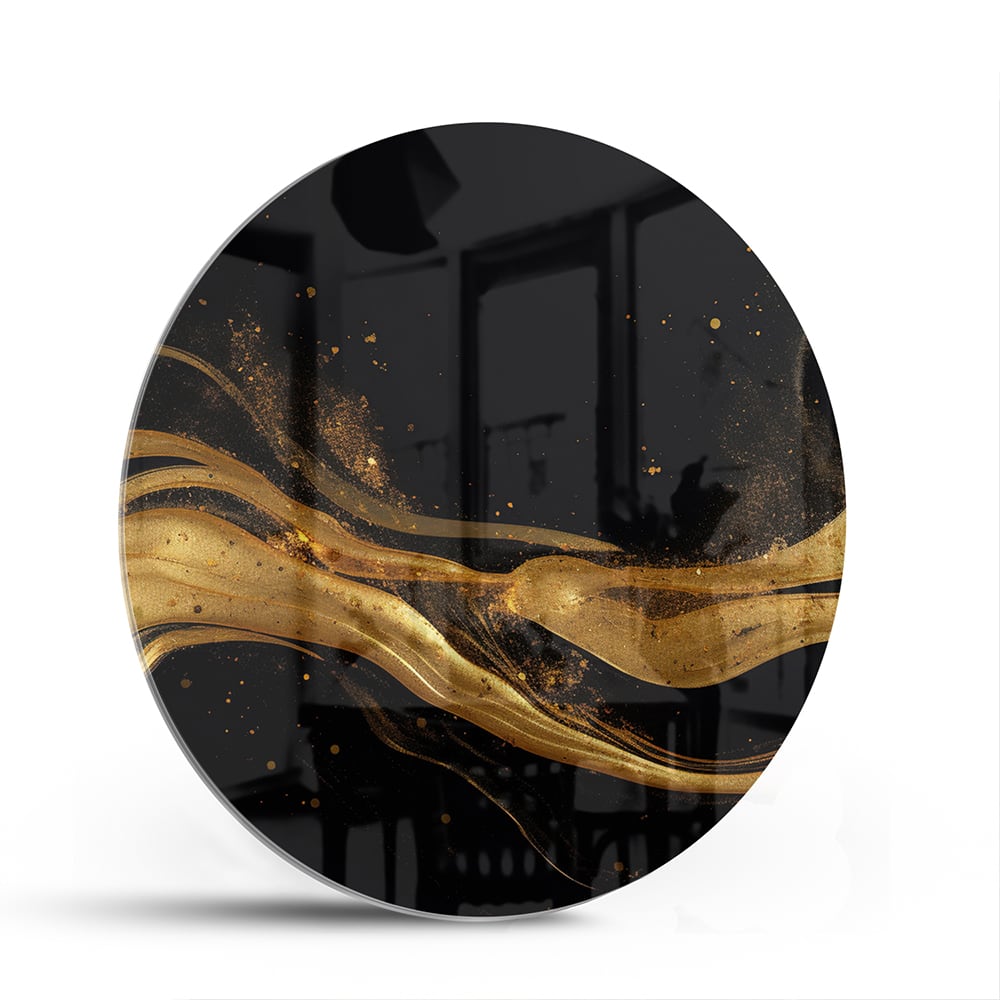 Elegantes Glasbild mit goldenen Linien – Glasbild aus Sicherheitsglas, Größe 140x70
