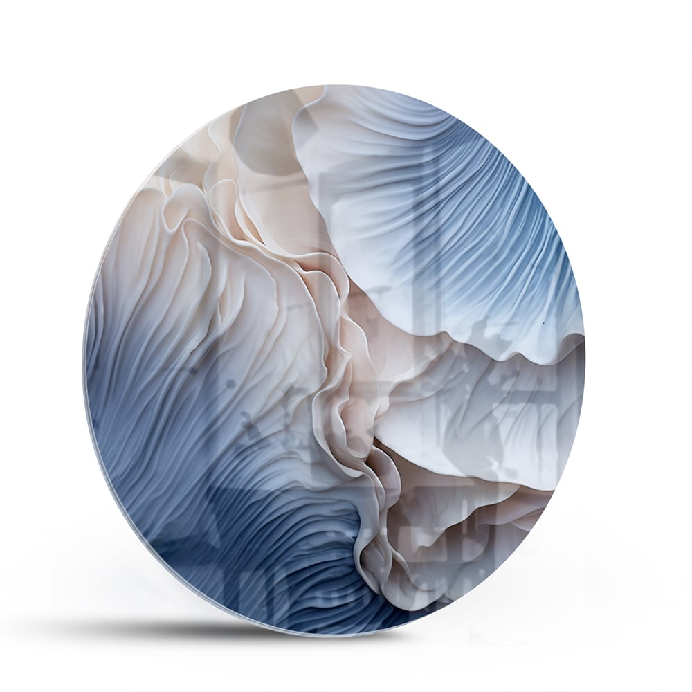 Elegantes Glasbild mit blauen und weißen Mustern – Glasbild aus Sicherheitsglas, Größe 140x70