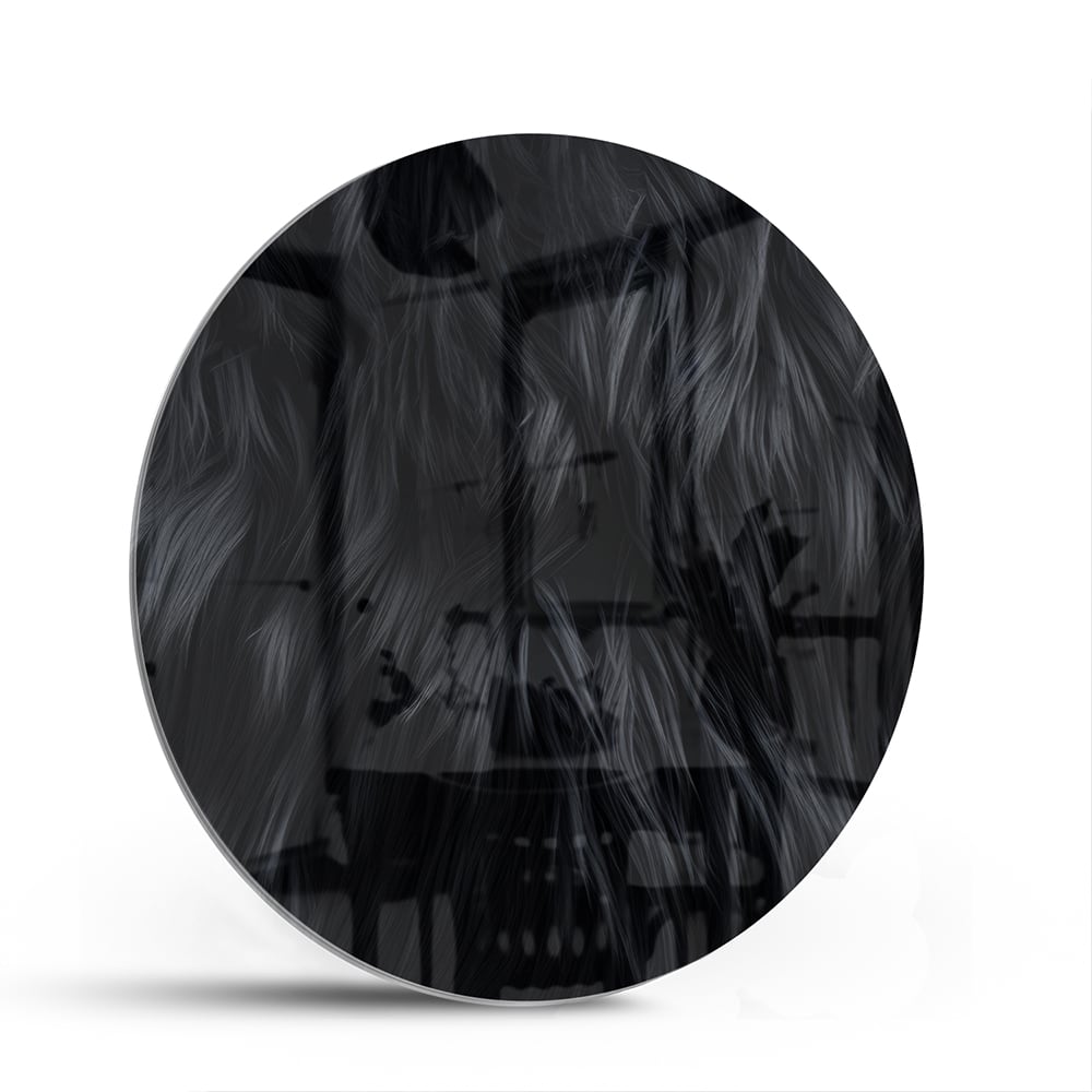 Schwarzes Glasbild mit abstraktem Muster – Glasbild aus Sicherheitsglas, Größe 140x70