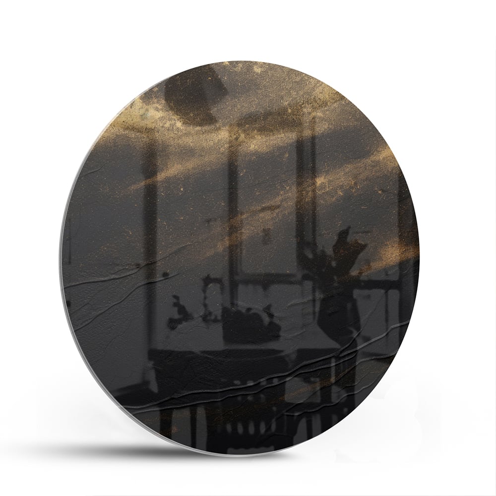 Modernes Glasbild mit goldenen Akzenten – Glasbild aus Sicherheitsglas, Größe 140x70