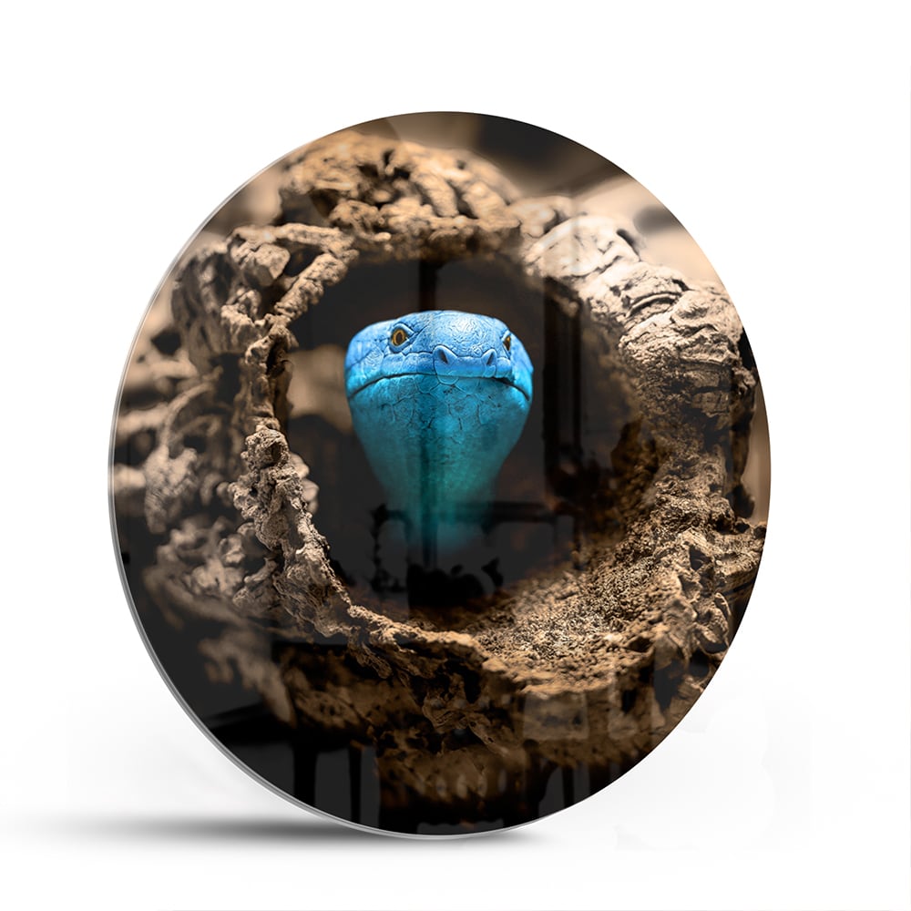 Glasbild mit einer blauen Perle in einem Nest – Glasbild aus Sicherheitsglas, Größe 140x70