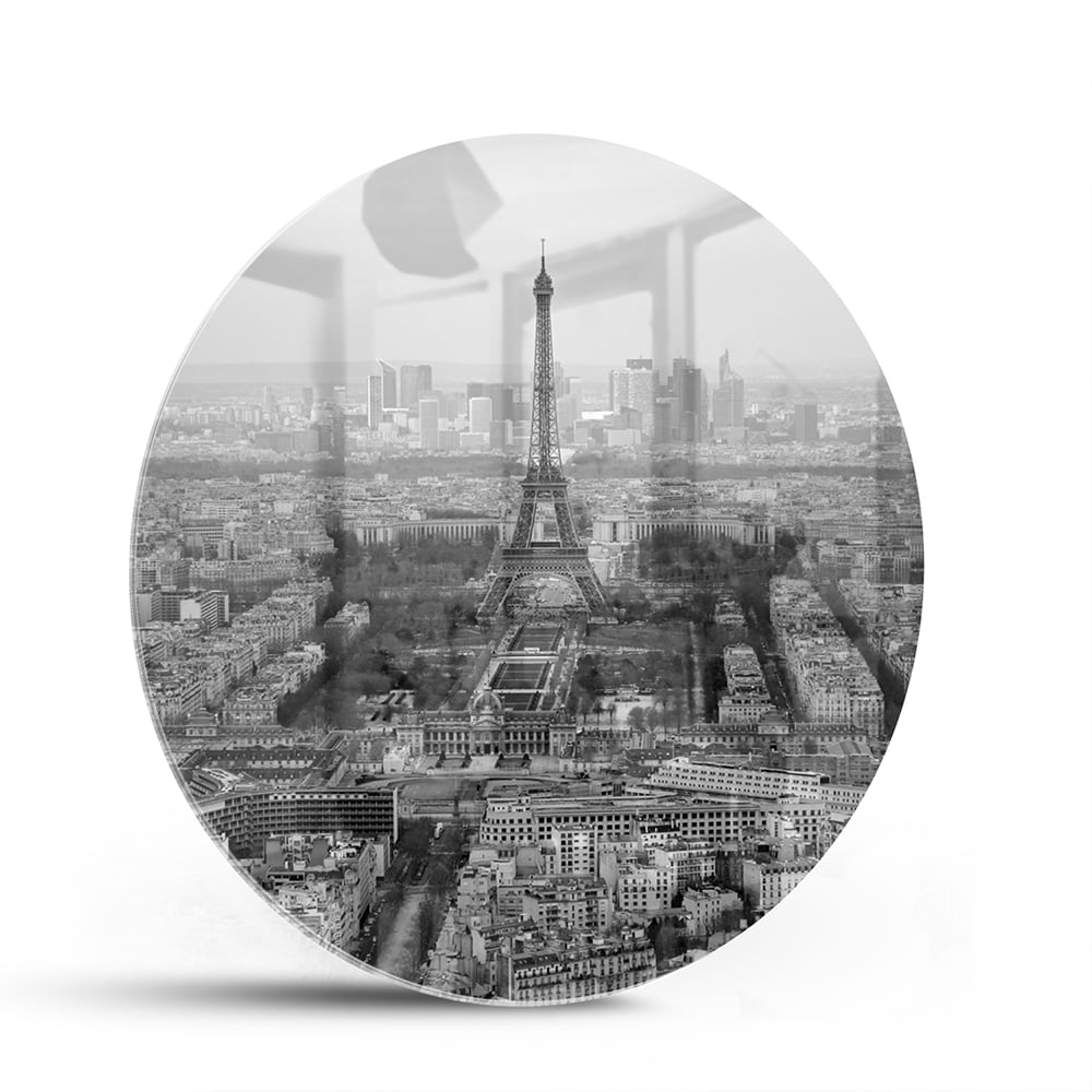 Schwarz-Weiß-Glasbild mit Paris-Motiv – Glasbild aus Sicherheitsglas, Größe 140x70
