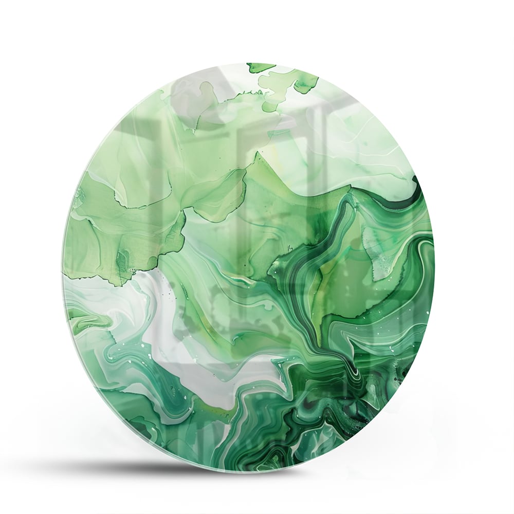Grünes marmoriertes Glasbild für moderne Innenräume – Glasbild aus Sicherheitsglas, Größe 140x70