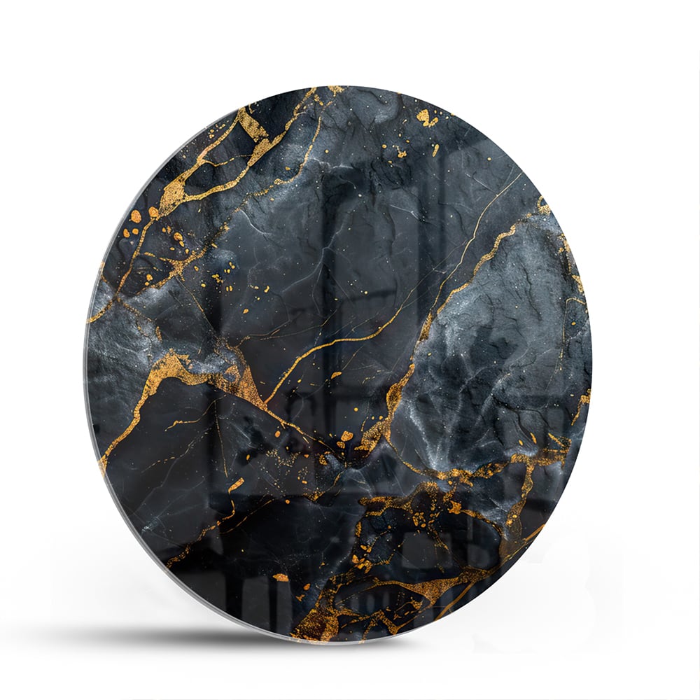 Elegantes Glasbild mit Marmoroptik und goldenen Adern – Glasbild aus Sicherheitsglas, Größe 140x70