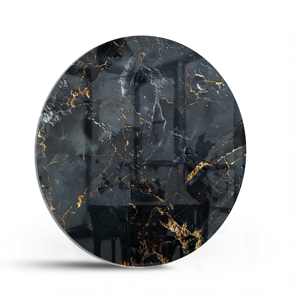 Elegantes Glasbild mit goldener Marmoroptik – Glasbild aus Sicherheitsglas, Größe 140x70