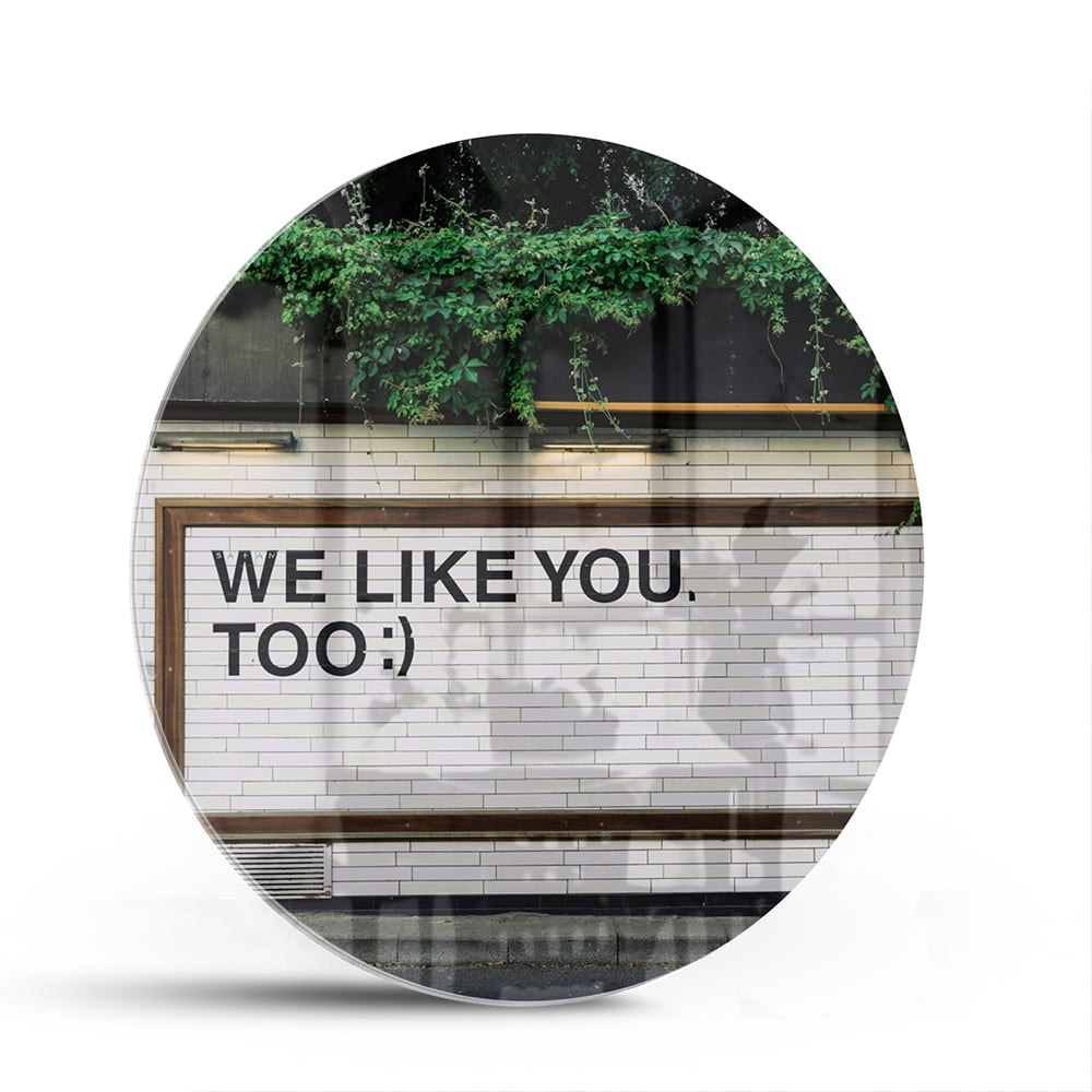 Glasbild 'We Like You Too' mit Pflanzen – Glasbild aus Sicherheitsglas, Größe 140x70