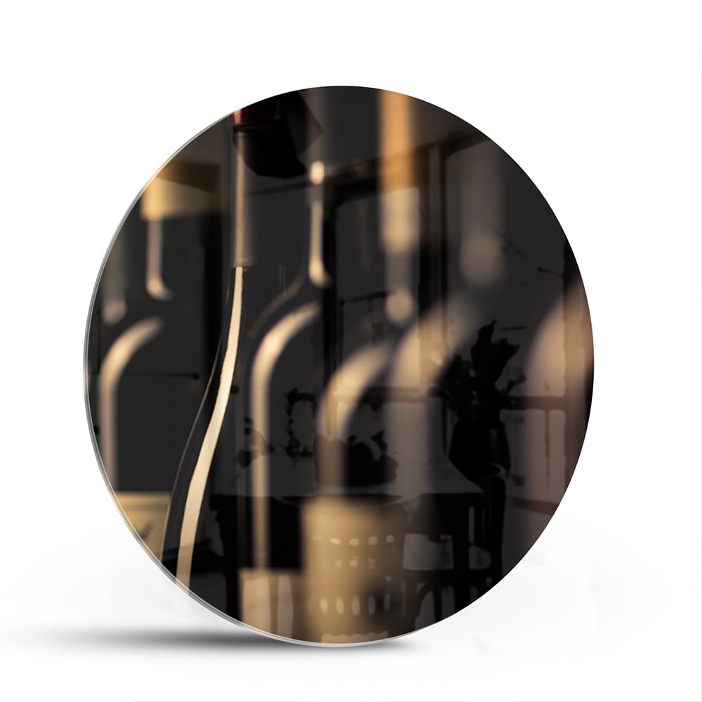 Elegantes Glasbild mit Weinflaschen – Glasbild aus Sicherheitsglas, Größe 140x70