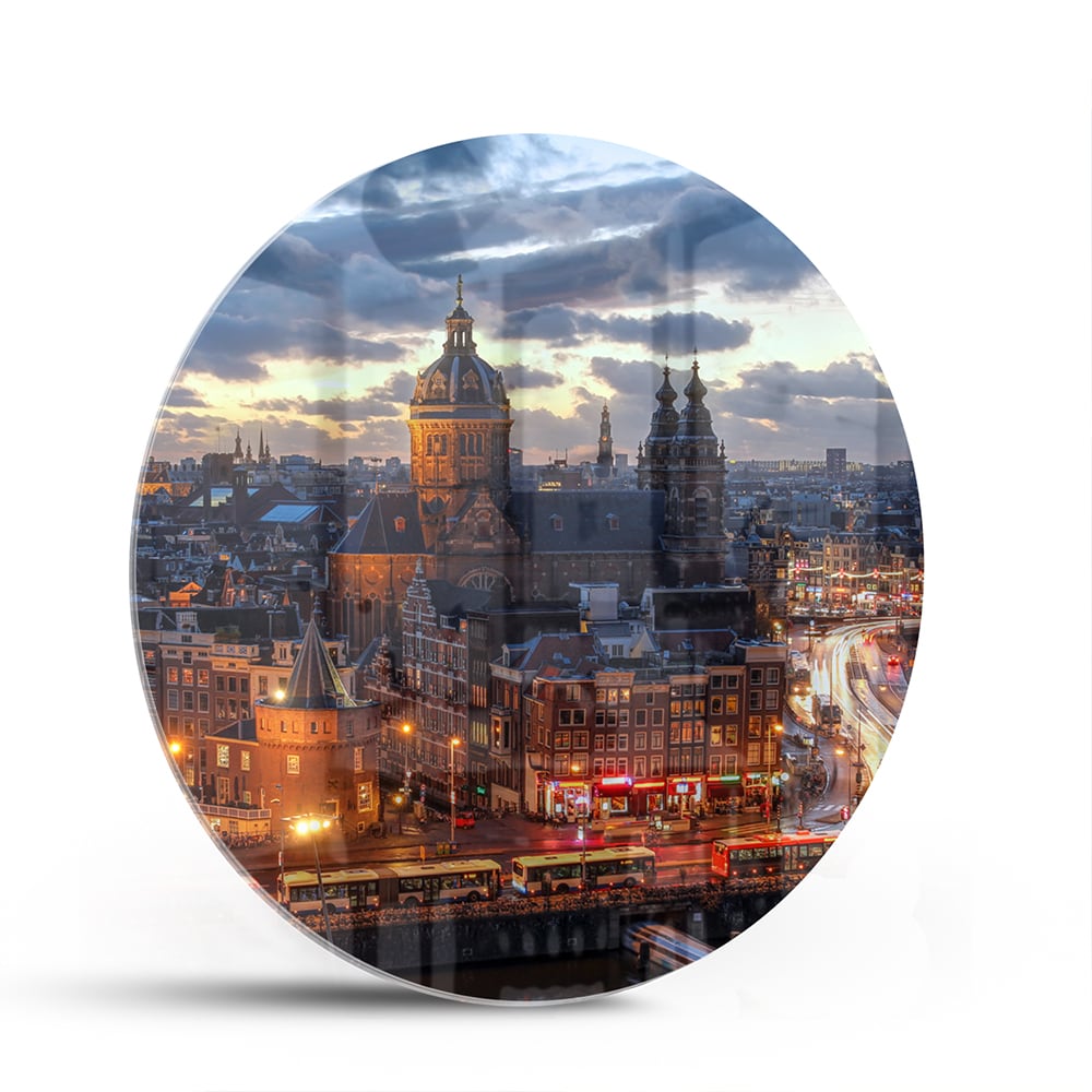 Stimmungsvolles Glasbild mit urbaner Landschaft – Glasbild aus Sicherheitsglas, Größe 140x70