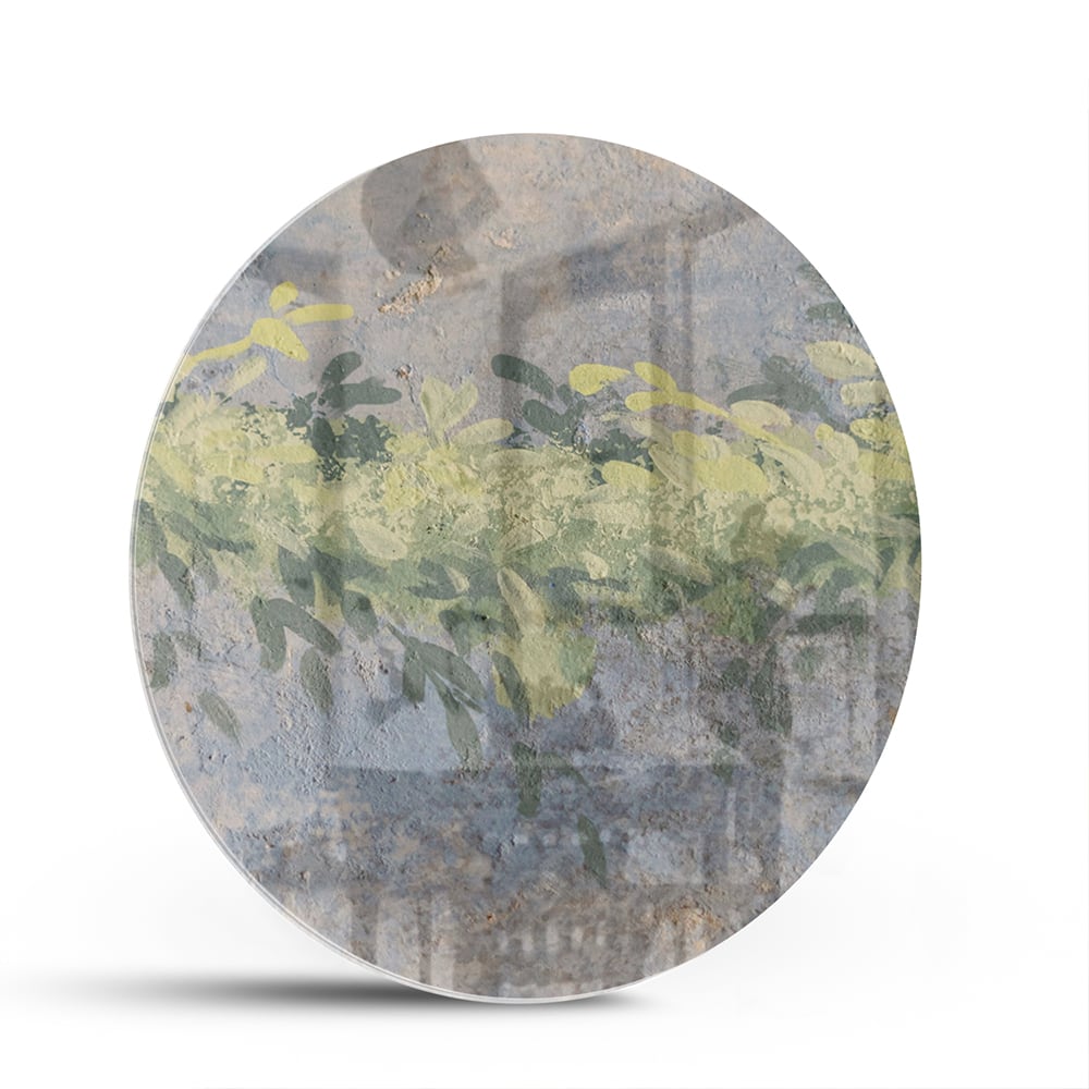Fröhliches Glasbild mit gelben Blumen – Glasbild aus Sicherheitsglas, Größe 140x70
