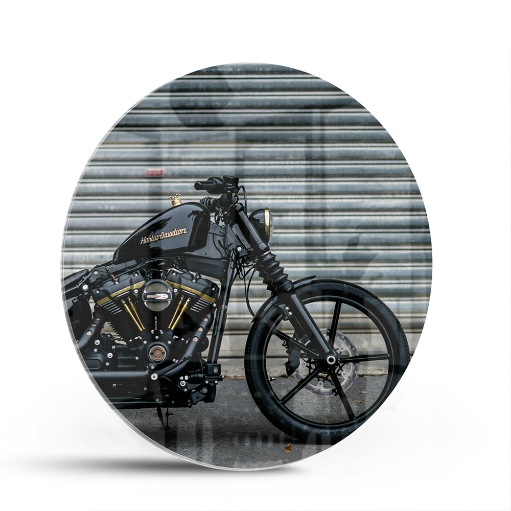 Stilvolles Glasbild mit einem Motorrad – Glasbild aus Sicherheitsglas, Größe 140x70