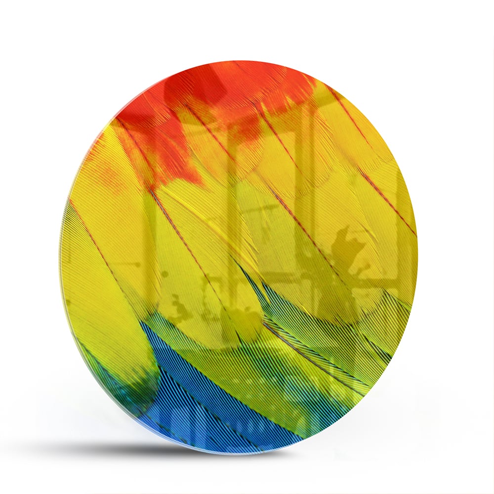 Farbenfrohes Glasbild mit abstrakten Wellen – Glasbild aus Sicherheitsglas, Größe 140x70