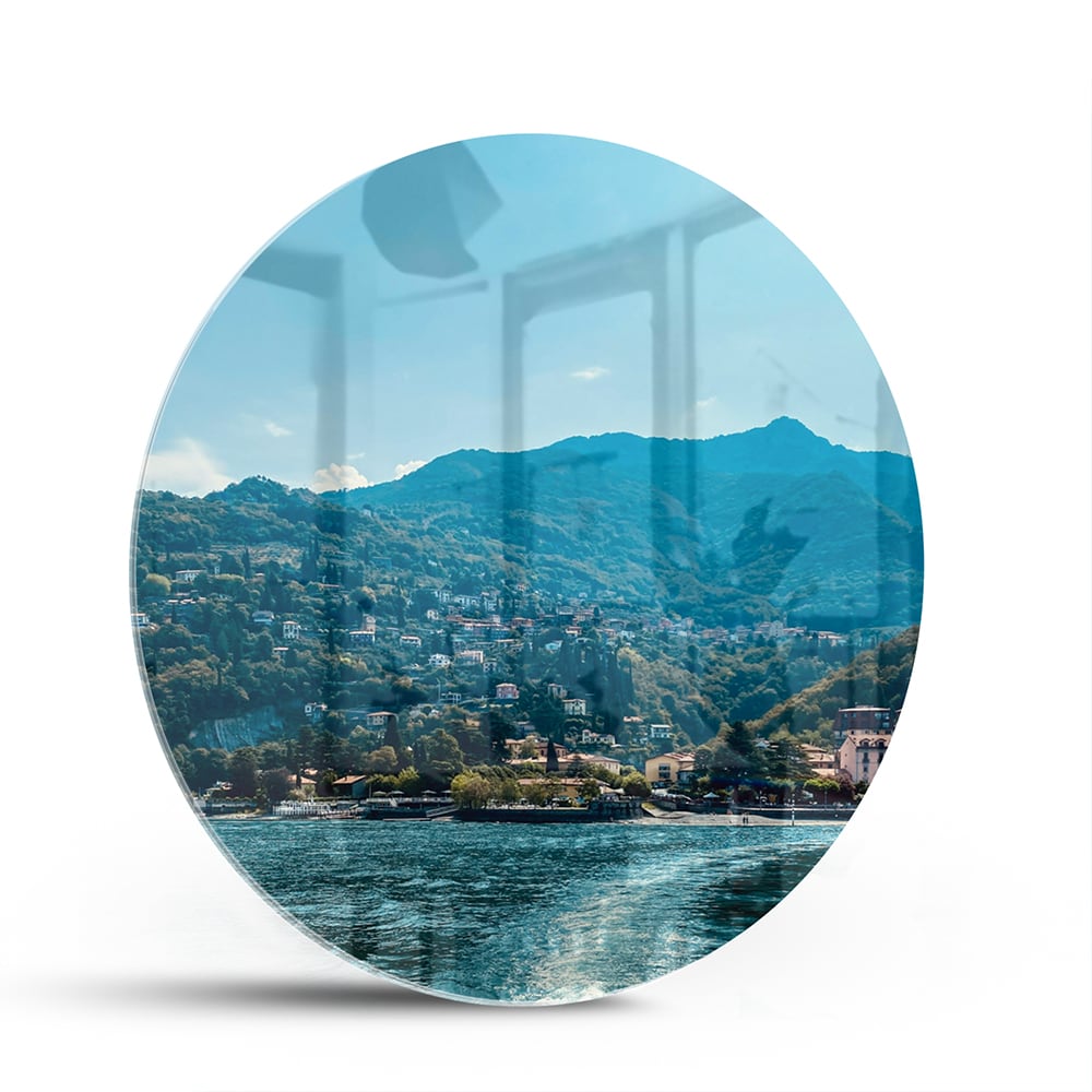Atemberaubendes Glasbild mit Berglandschaft – Glasbild aus Sicherheitsglas, Größe 140x70