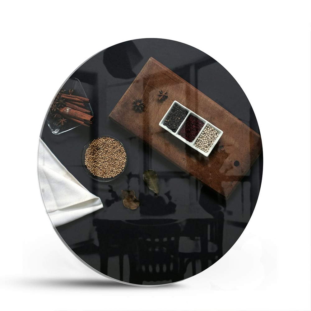 Modernes Glasbild mit Kaffee und Notizen – Glasbild aus Sicherheitsglas, Größe 140x70