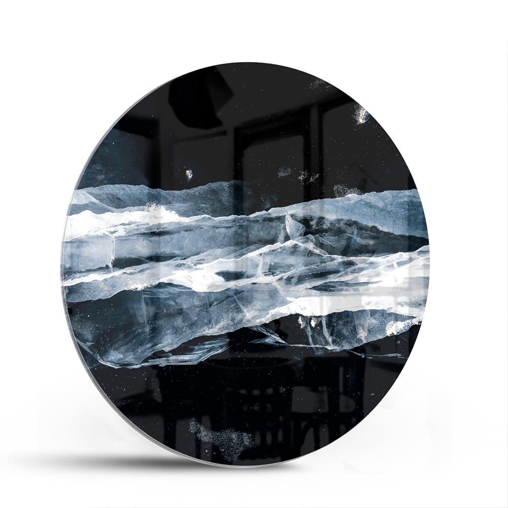 Abstraktes Glasbild für den Innenraum bei Nacht – Glasbild aus Sicherheitsglas, Größe 140x70