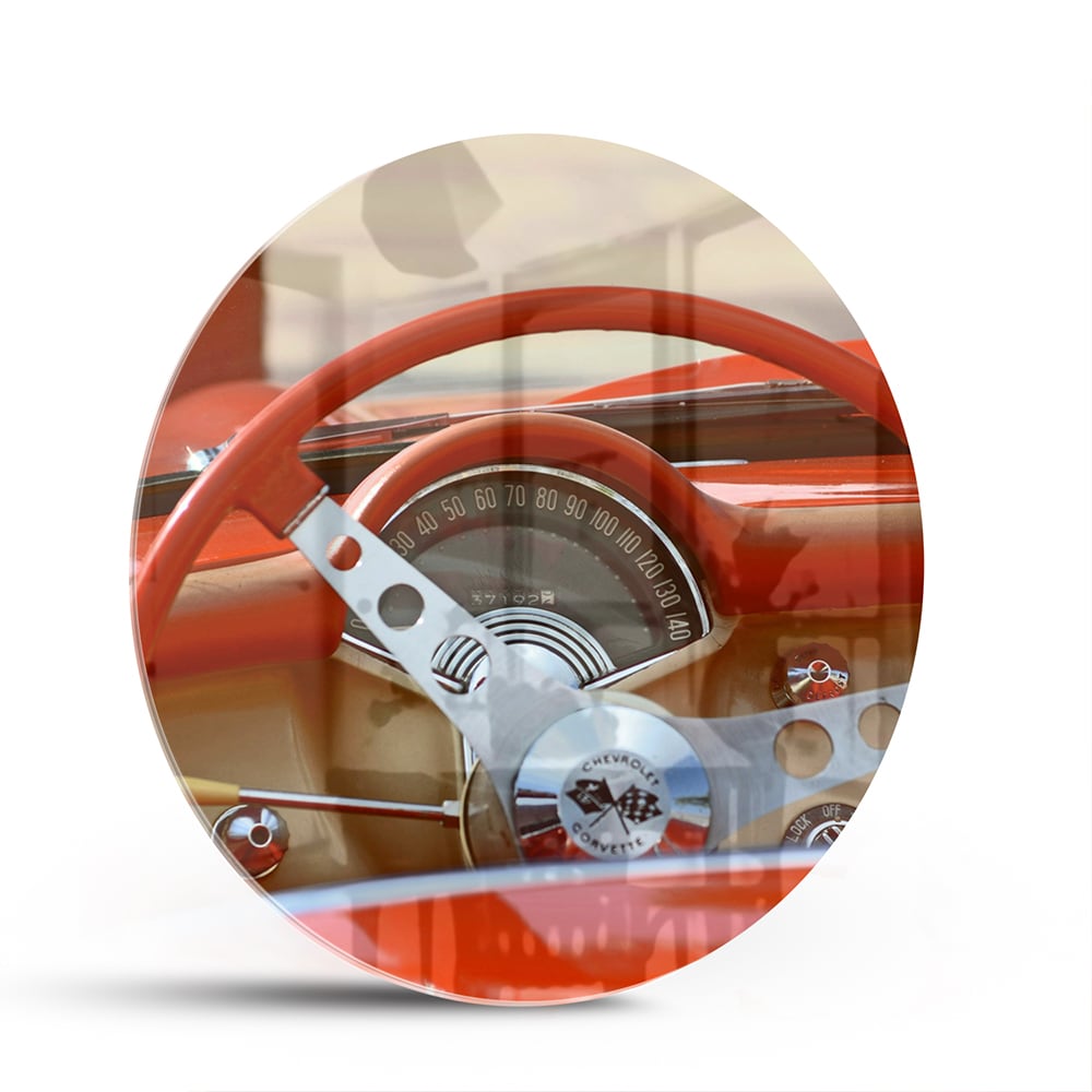 Retro-Auto-Glasbild für stilvolle Innenräume – Glasbild aus Sicherheitsglas, Größe 140x70