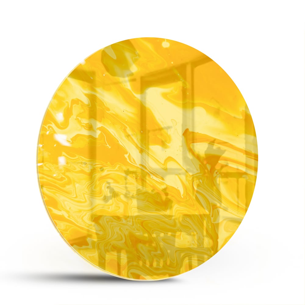 Leuchtend gelbes Glasbild für moderne Innenräume – Glasbild aus Sicherheitsglas, Größe 140x70
