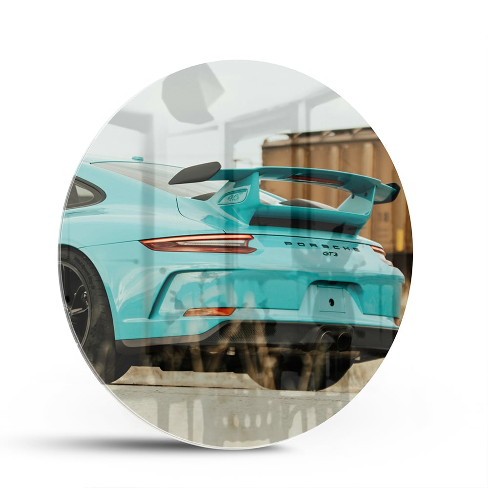 Stilvolles Glasbild mit einem Sportwagen – Glasbild aus Sicherheitsglas, Größe 140x70